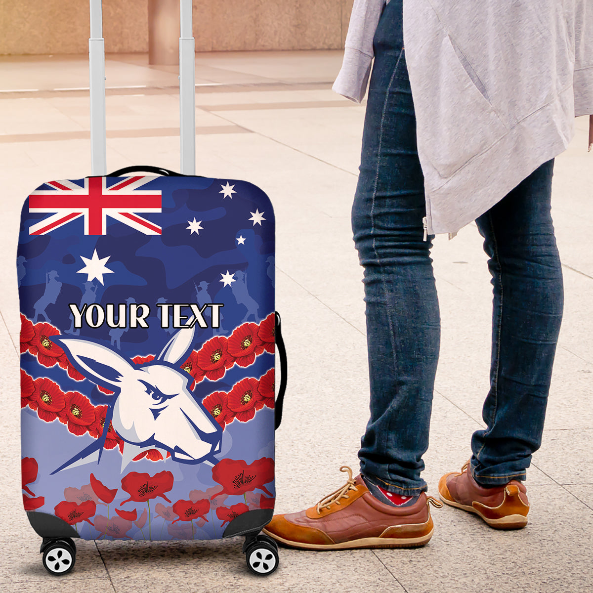 Custom Kangaroos Football Luggage Cover ANZAC Lest We Forget