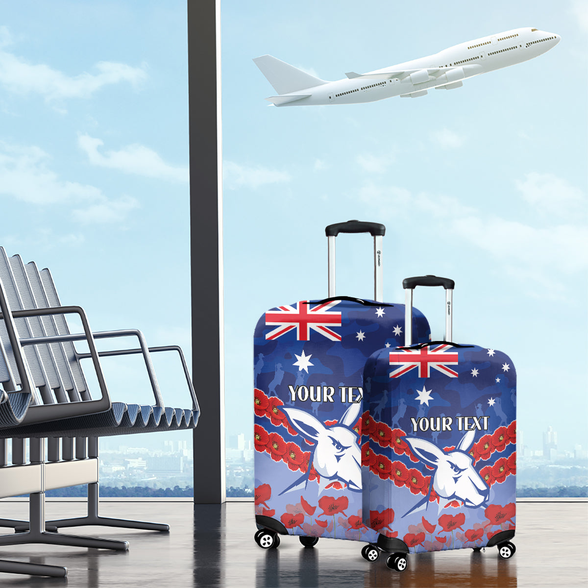 Custom Kangaroos Football Luggage Cover ANZAC Lest We Forget