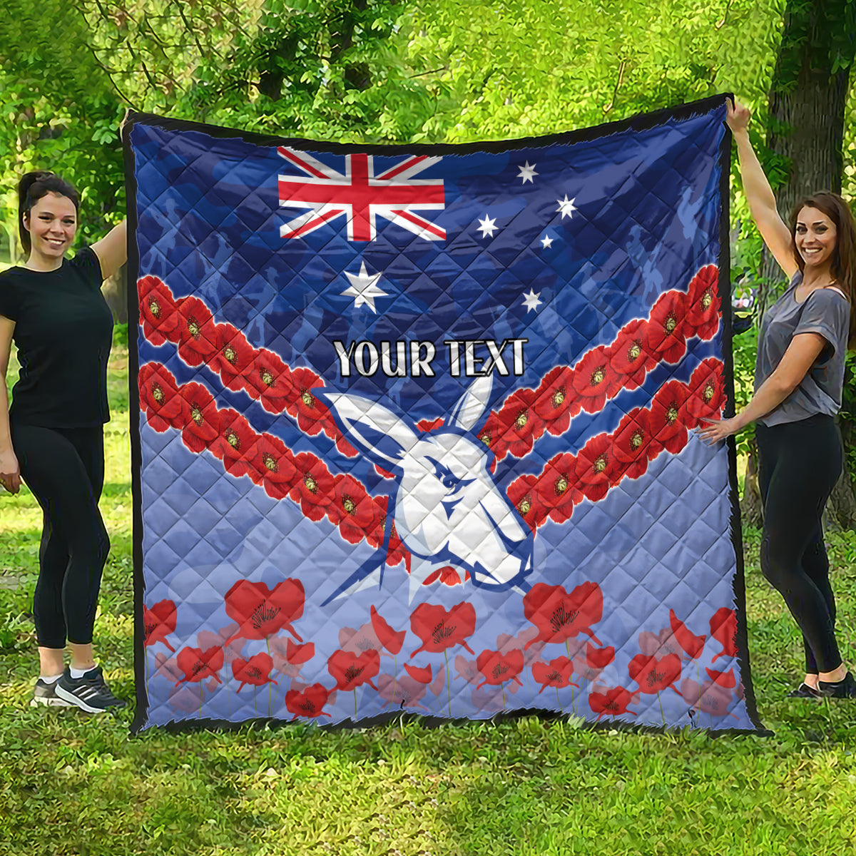 Custom Kangaroos Football Quilt ANZAC Lest We Forget