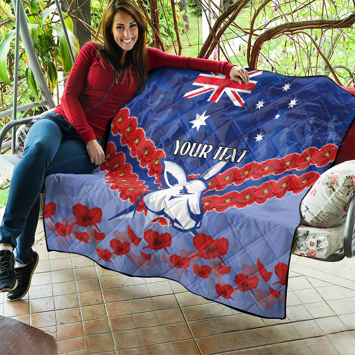Custom Kangaroos Football Quilt ANZAC Lest We Forget
