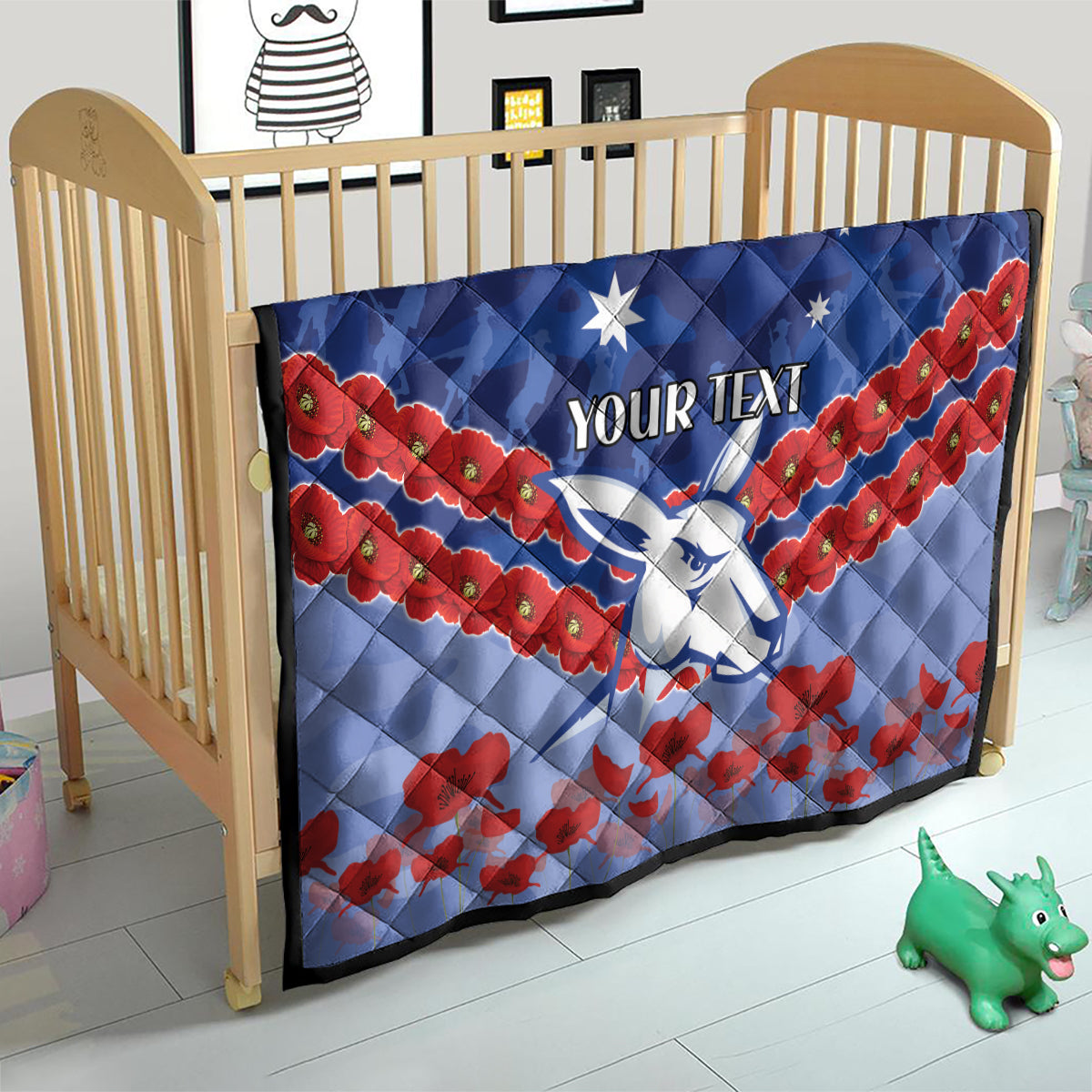 Custom Kangaroos Football Quilt ANZAC Lest We Forget