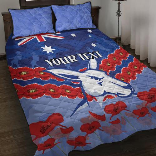 Custom Kangaroos Football Quilt Bed Set ANZAC Lest We Forget
