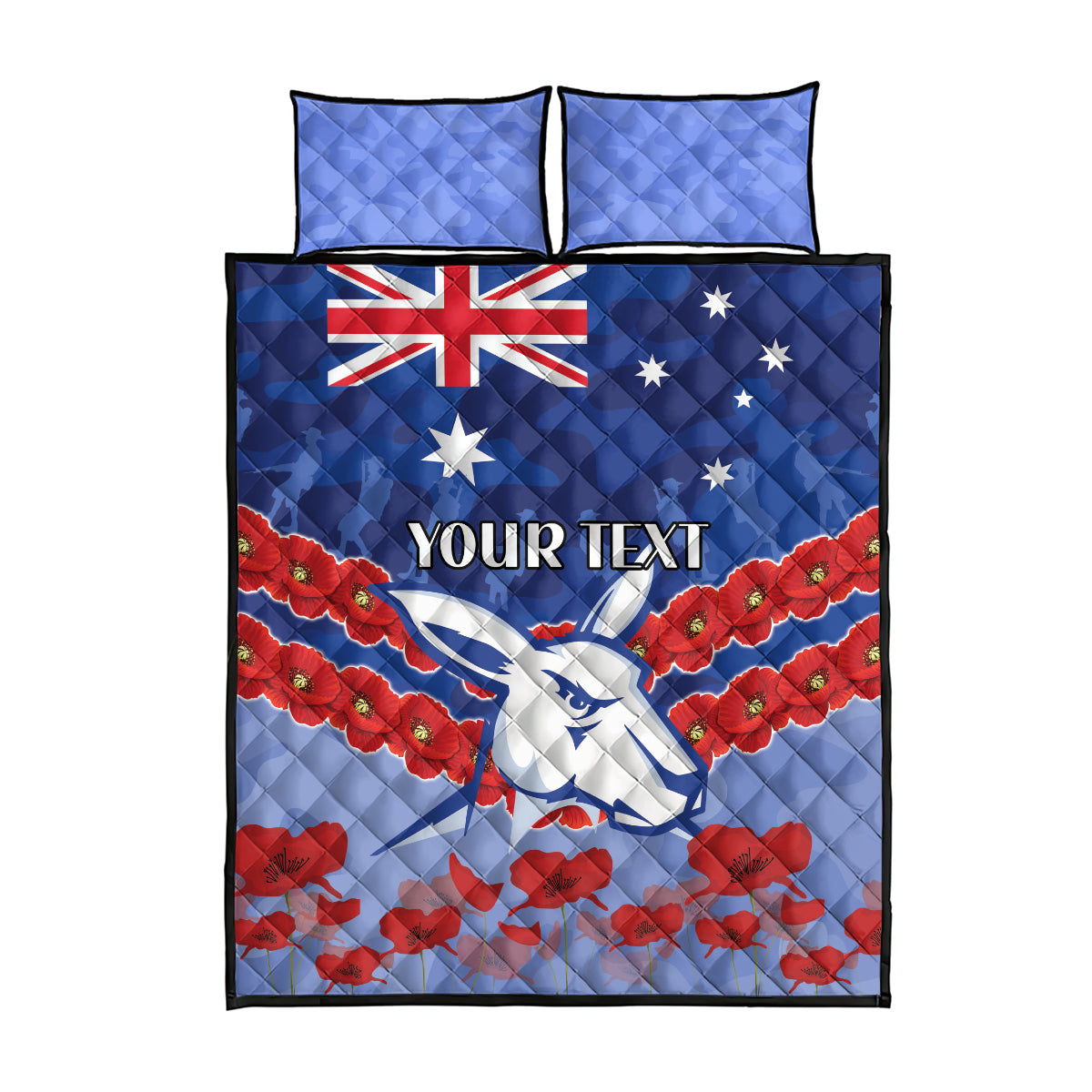 Custom Kangaroos Football Quilt Bed Set ANZAC Lest We Forget