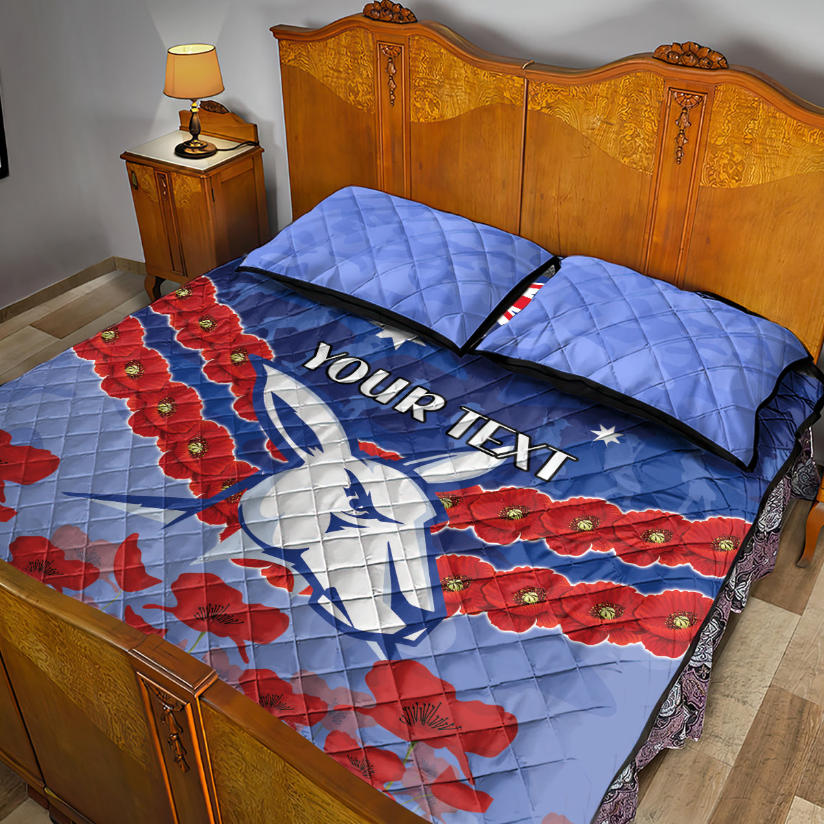 Custom Kangaroos Football Quilt Bed Set ANZAC Lest We Forget