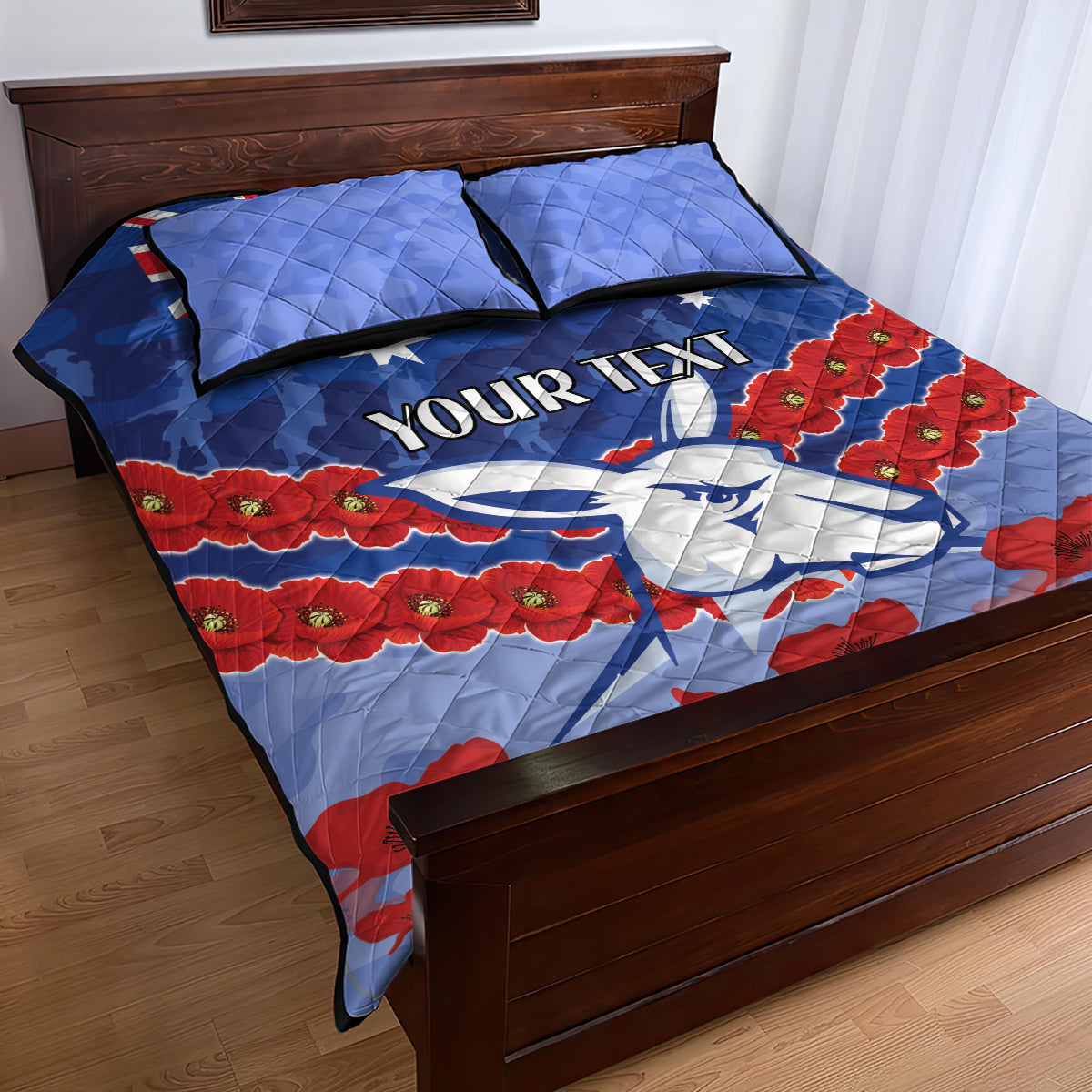 Custom Kangaroos Football Quilt Bed Set ANZAC Lest We Forget