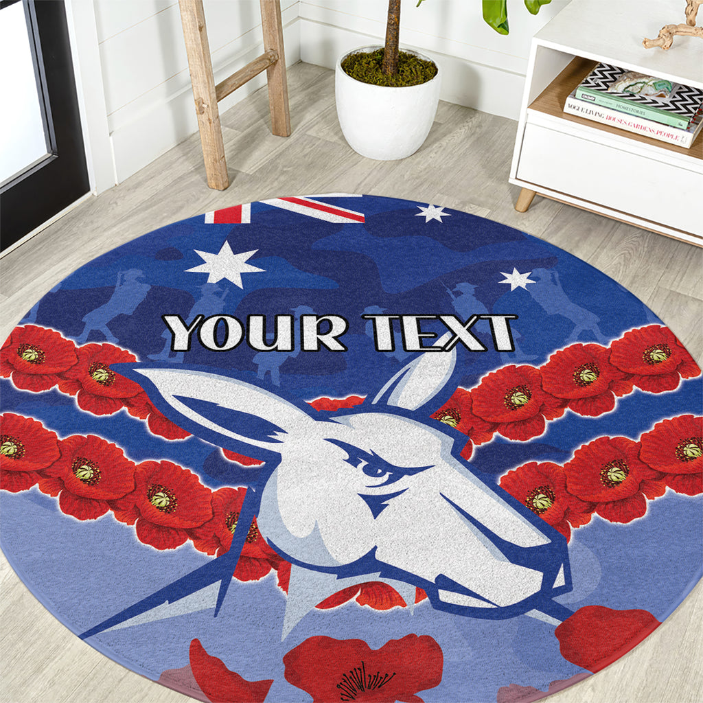 Custom Kangaroos Football Round Carpet ANZAC Lest We Forget