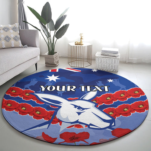 Custom Kangaroos Football Round Carpet ANZAC Lest We Forget