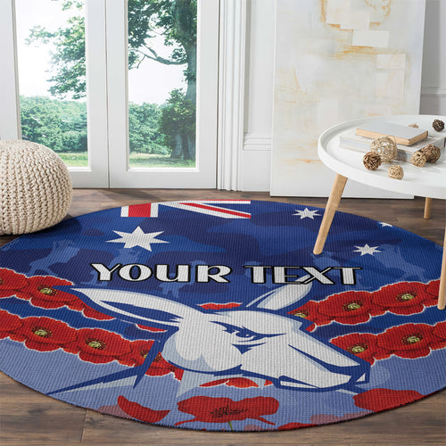 Custom Kangaroos Football Round Carpet ANZAC Lest We Forget