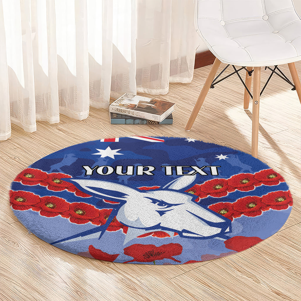 Custom Kangaroos Football Round Carpet ANZAC Lest We Forget