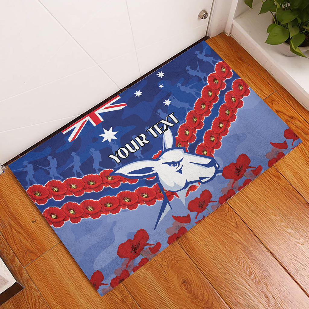Custom Kangaroos Football Rubber Doormat ANZAC Lest We Forget