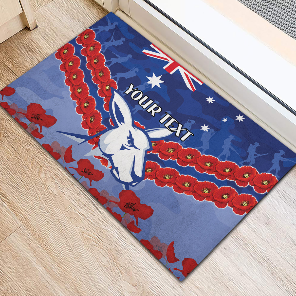 Custom Kangaroos Football Rubber Doormat ANZAC Lest We Forget