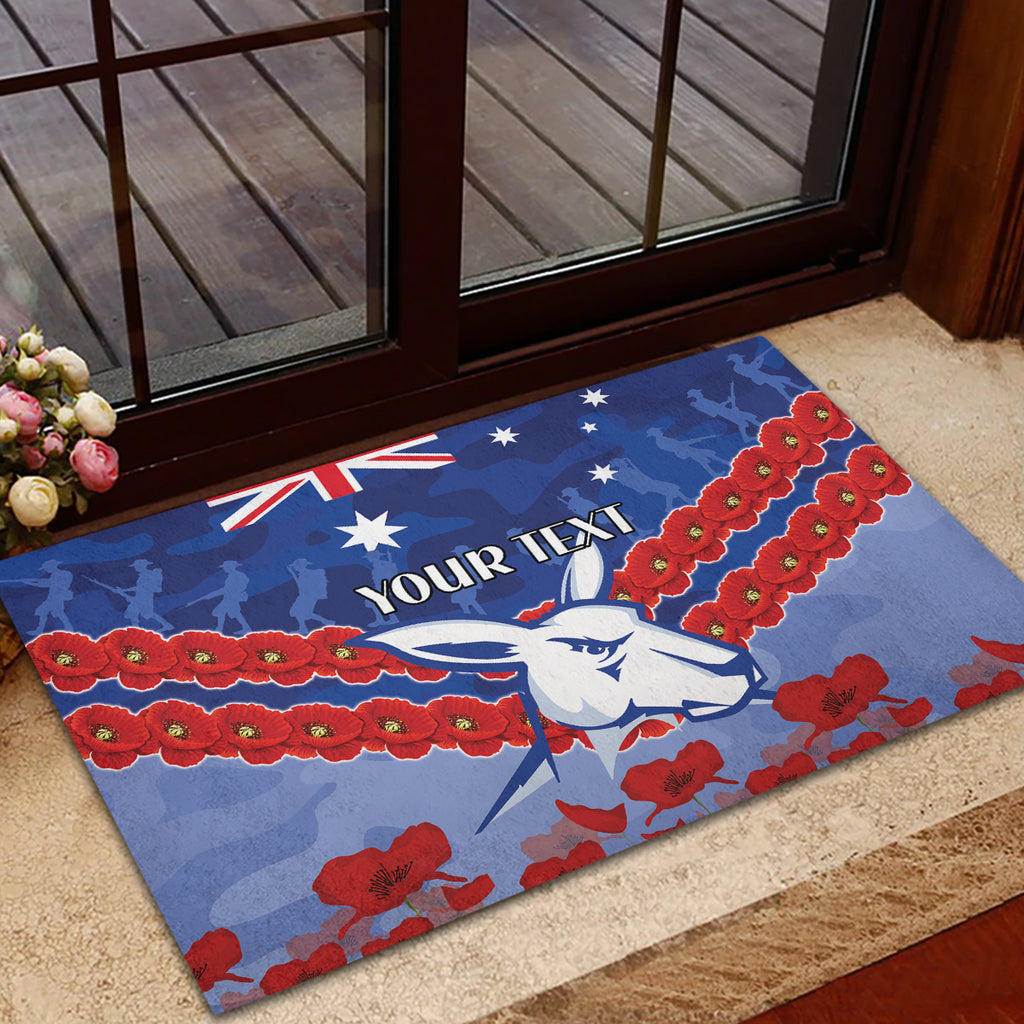 Custom Kangaroos Football Rubber Doormat ANZAC Lest We Forget