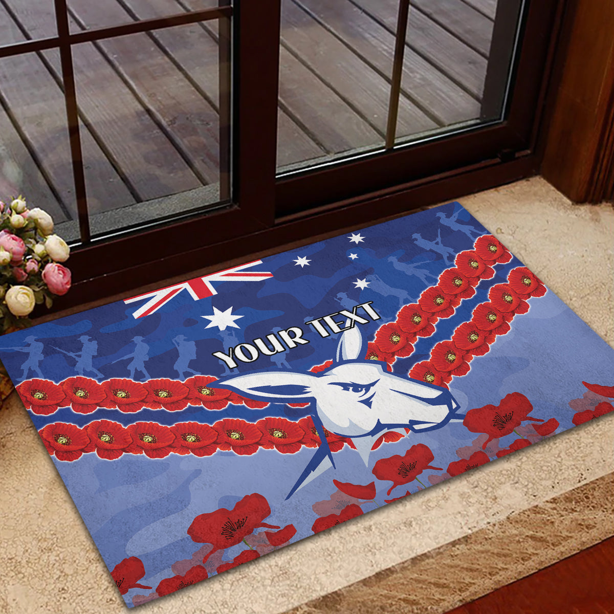 Custom Kangaroos Football Rubber Doormat ANZAC Lest We Forget