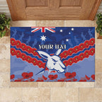 Custom Kangaroos Football Rubber Doormat ANZAC Lest We Forget