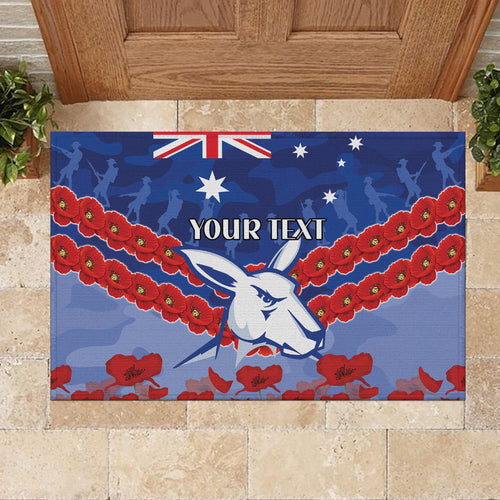 Custom Kangaroos Football Rubber Doormat ANZAC Lest We Forget