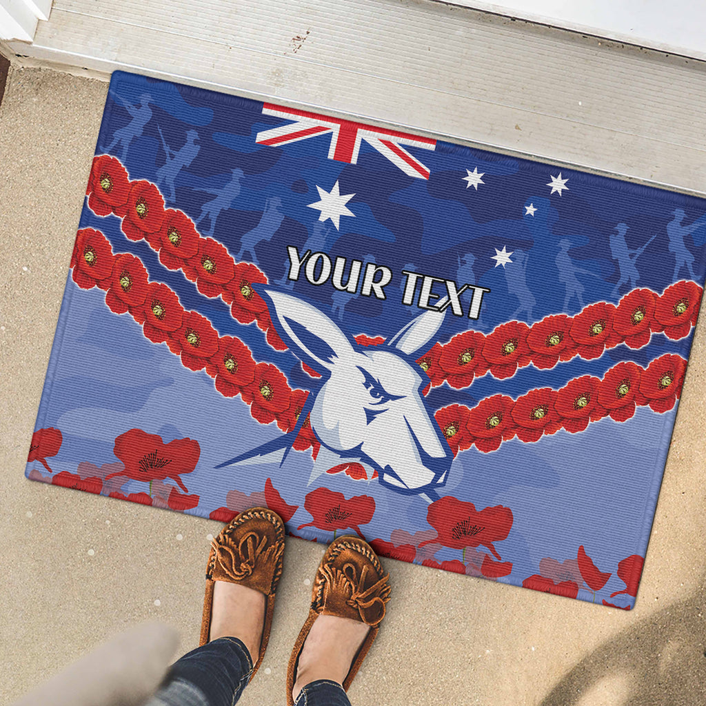 Custom Kangaroos Football Rubber Doormat ANZAC Lest We Forget