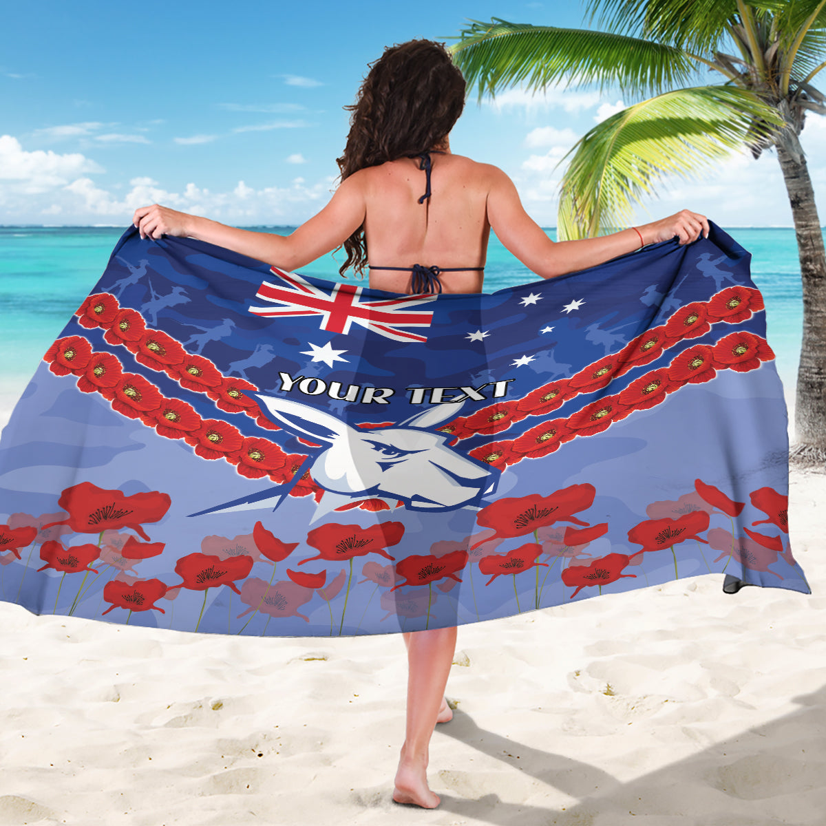 Custom Kangaroos Football Sarong ANZAC Lest We Forget