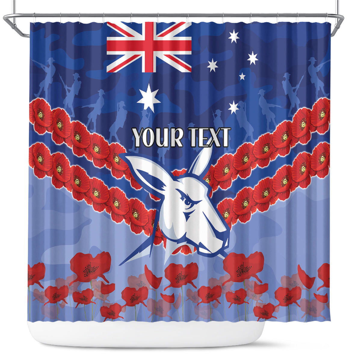 Custom Kangaroos Football Shower Curtain ANZAC Lest We Forget