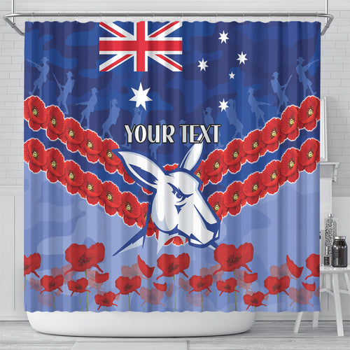Custom Kangaroos Football Shower Curtain ANZAC Lest We Forget