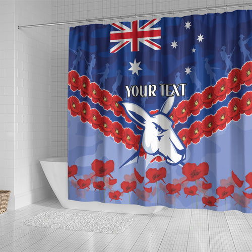 Custom Kangaroos Football Shower Curtain ANZAC Lest We Forget