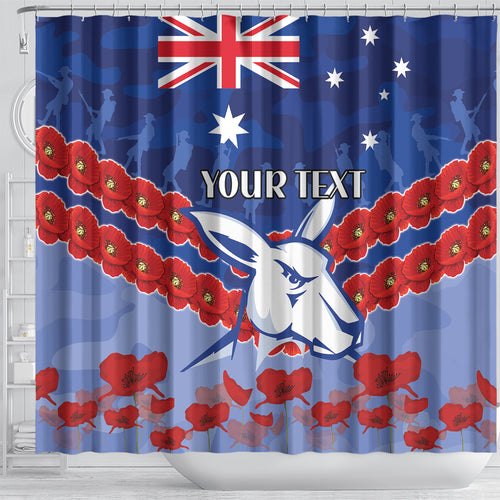 Custom Kangaroos Football Shower Curtain ANZAC Lest We Forget