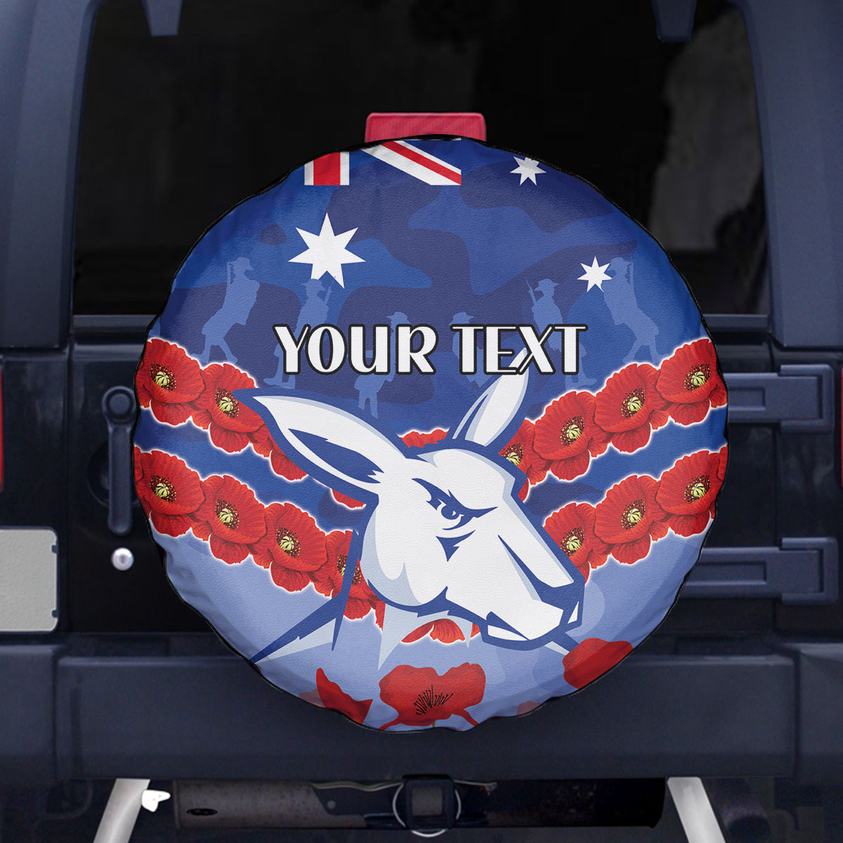 Custom Kangaroos Football Spare Tire Cover ANZAC Lest We Forget