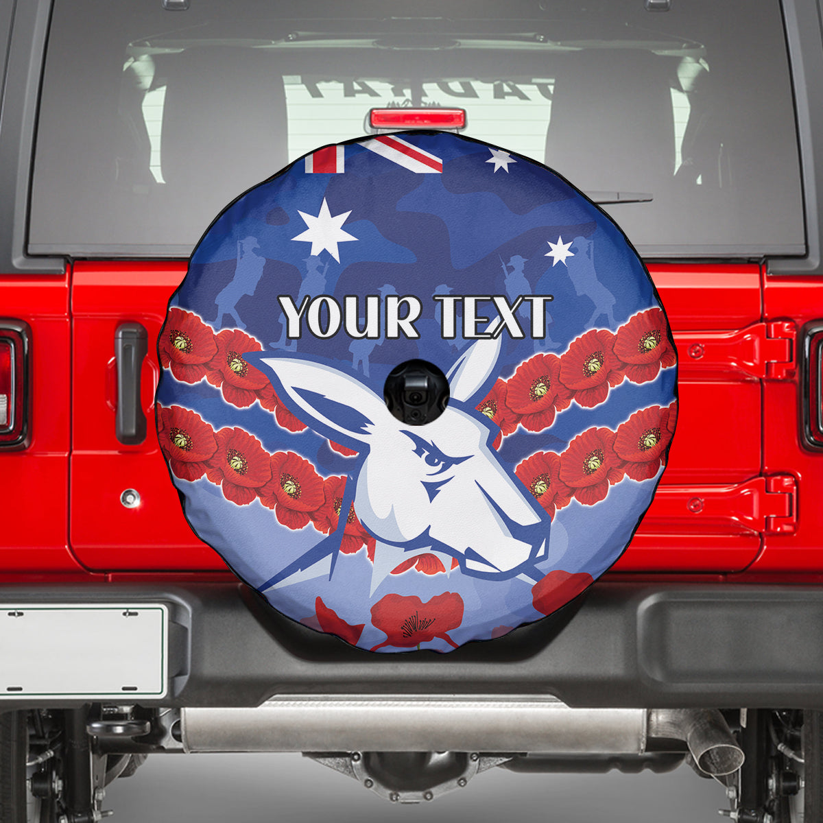 Custom Kangaroos Football Spare Tire Cover ANZAC Lest We Forget