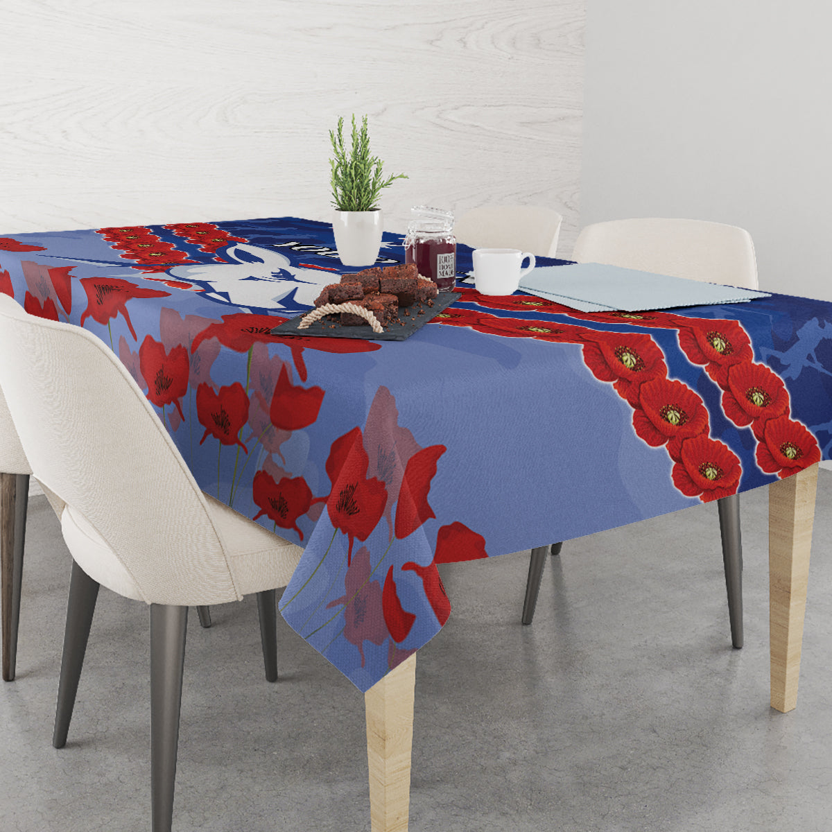 Custom Kangaroos Football Tablecloth ANZAC Lest We Forget