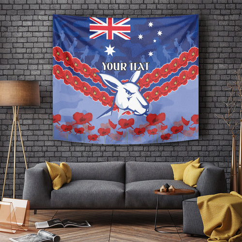 Custom Kangaroos Football Tapestry ANZAC Lest We Forget