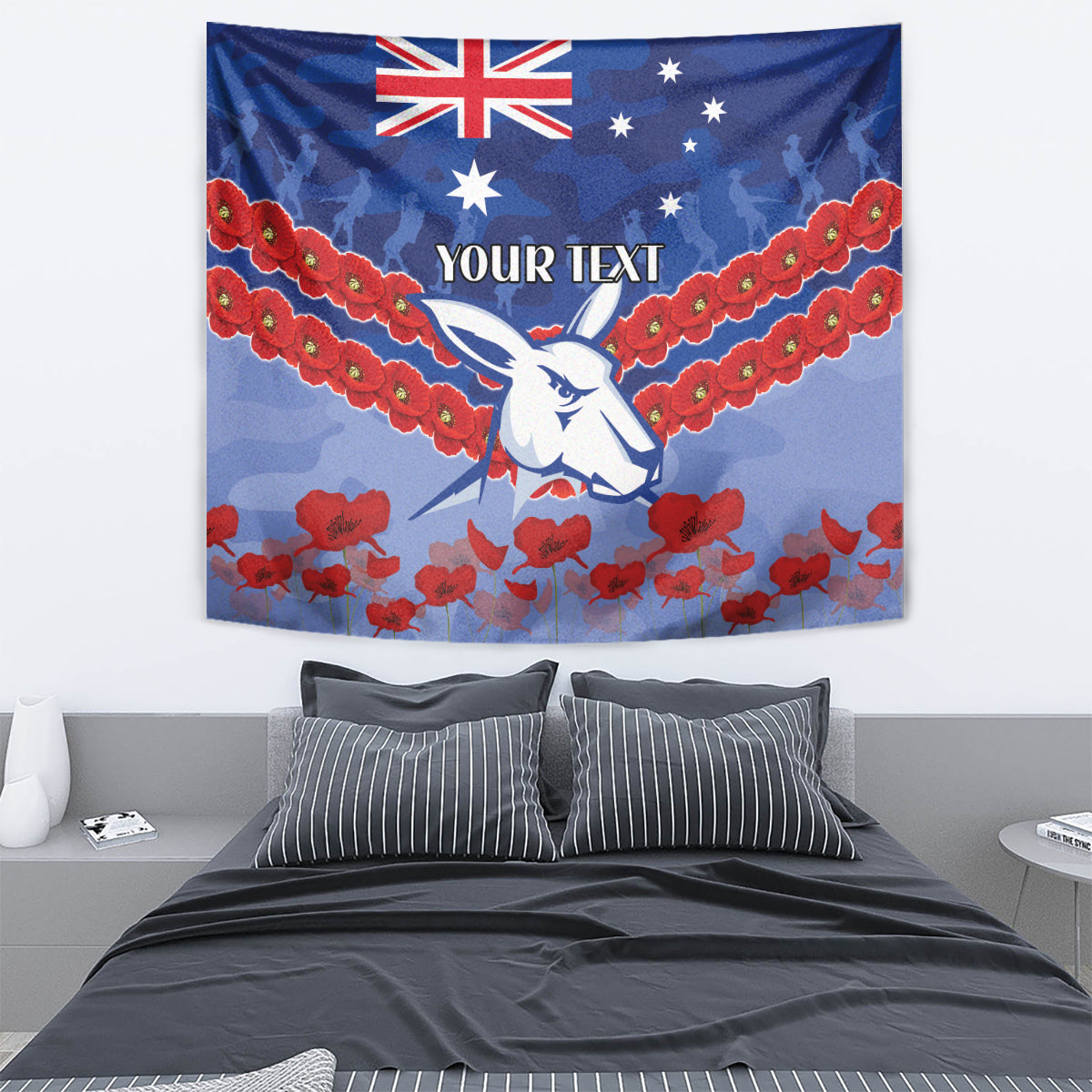Custom Kangaroos Football Tapestry ANZAC Lest We Forget