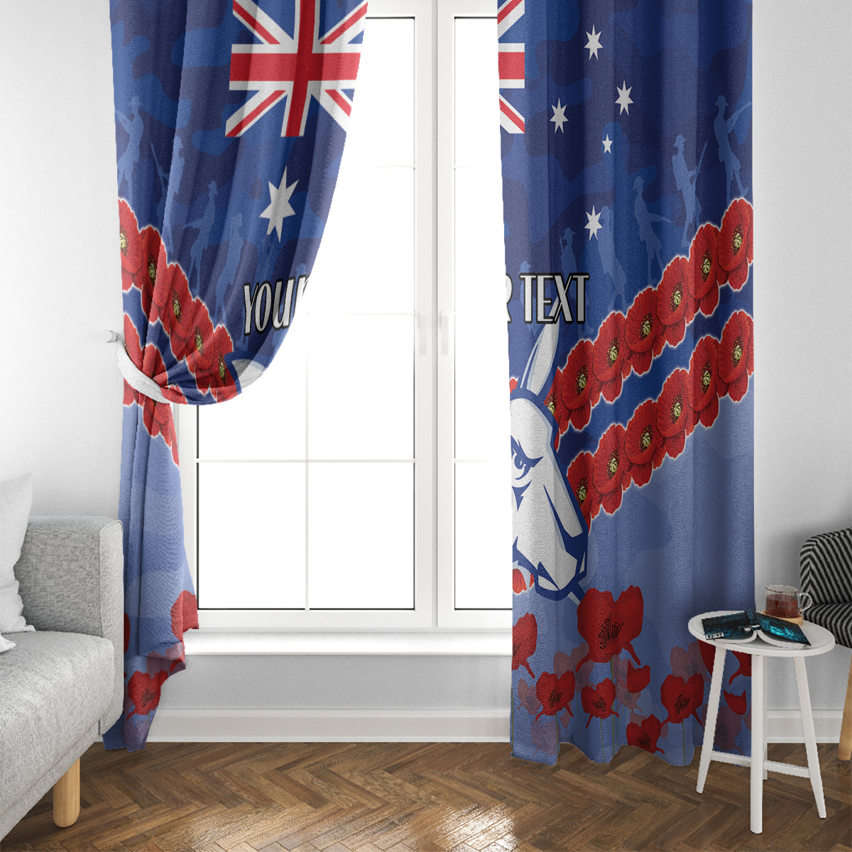 Custom Kangaroos Football Window Curtain ANZAC Lest We Forget