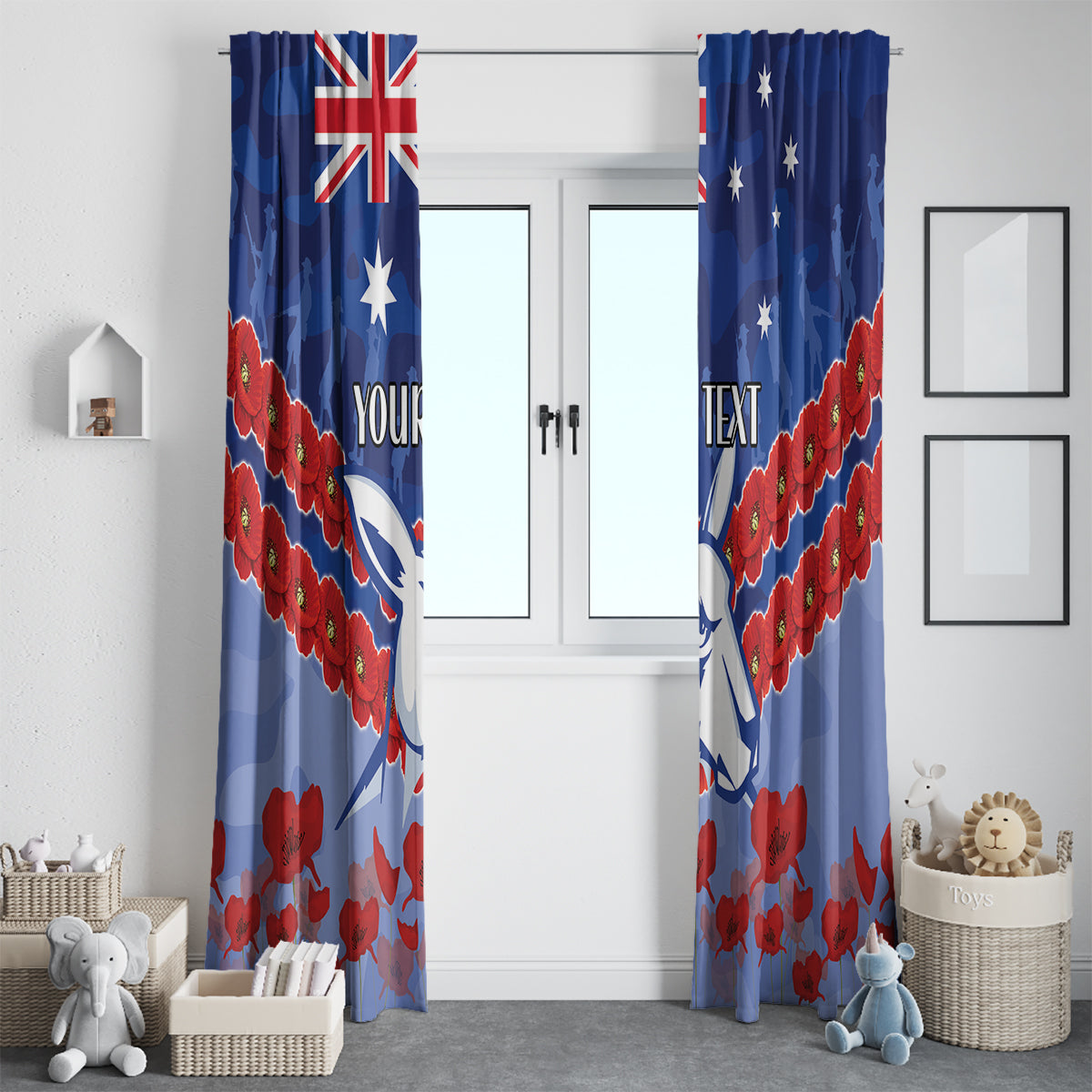 Custom Kangaroos Football Window Curtain ANZAC Lest We Forget