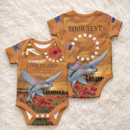 Cook Islands ANZAC Day Personalised Baby Onesie with Poppy Field