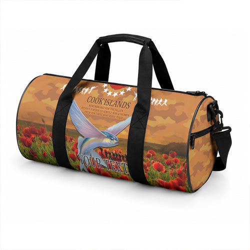 Cook Islands ANZAC Day Personalised Duffle Bag with Poppy Field