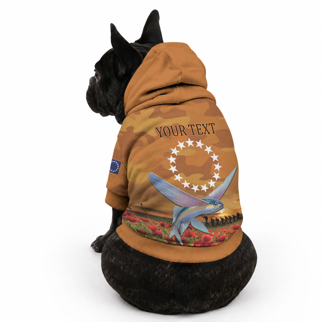 Cook Islands ANZAC Day Personalised Pet Hoodie with Poppy Field