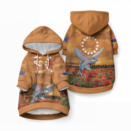Cook Islands ANZAC Day Personalised Pet Hoodie with Poppy Field