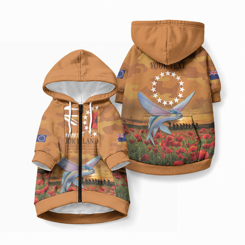 Cook Islands ANZAC Day Personalised Pet Hoodie with Poppy Field