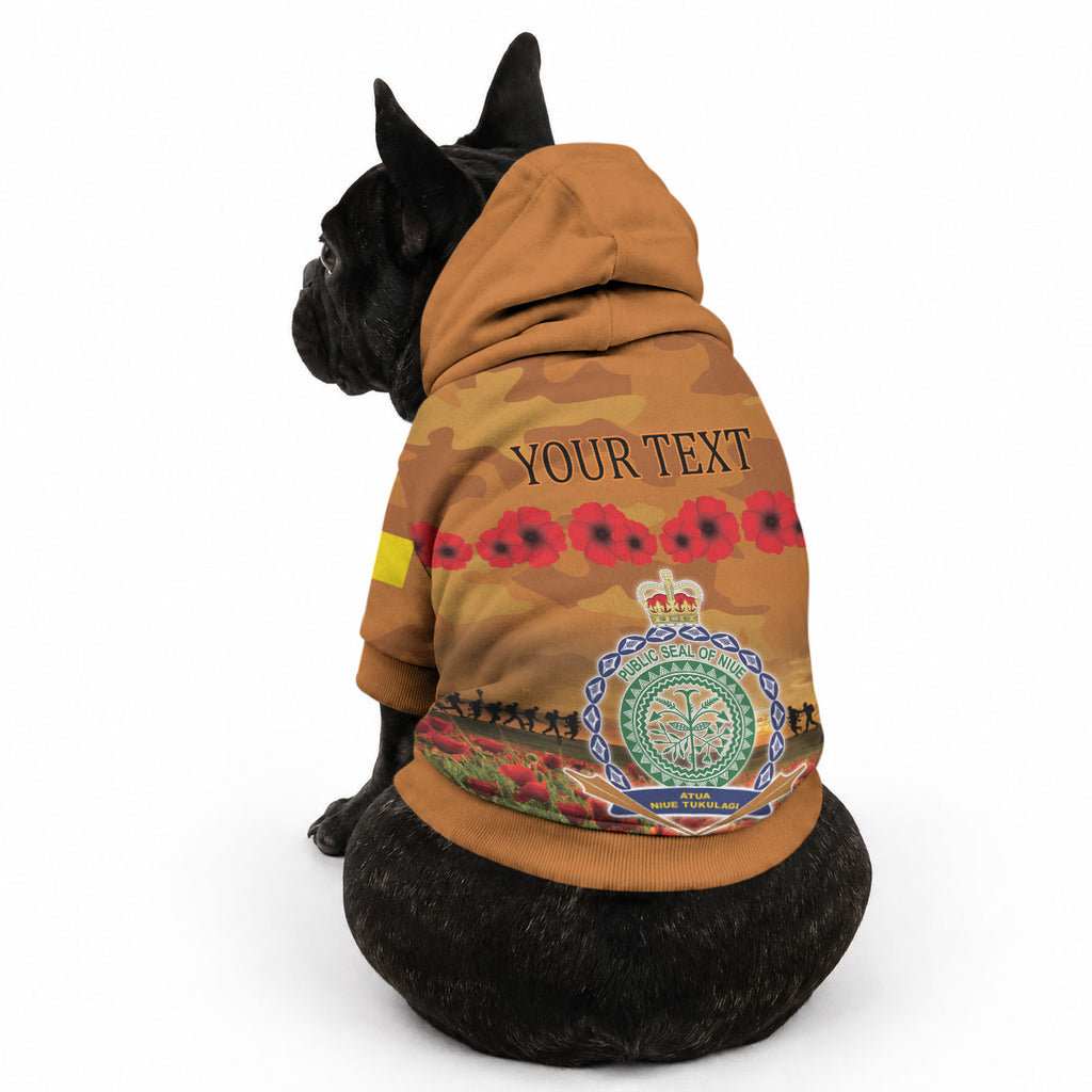 Niue ANZAC Day Personalised Pet Hoodie with Poppy Field