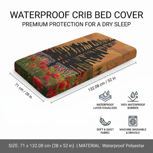 Norfolk Island ANZAC Day Personalised Baby Bed Cover with Poppy Field