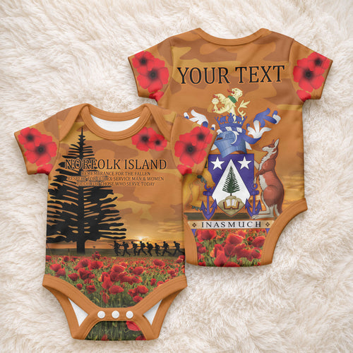 Norfolk Island ANZAC Day Personalised Baby Onesie with Poppy Field