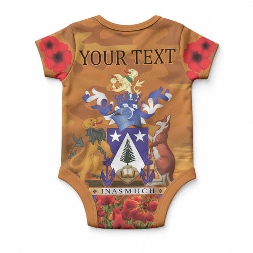 Norfolk Island ANZAC Day Personalised Baby Onesie with Poppy Field