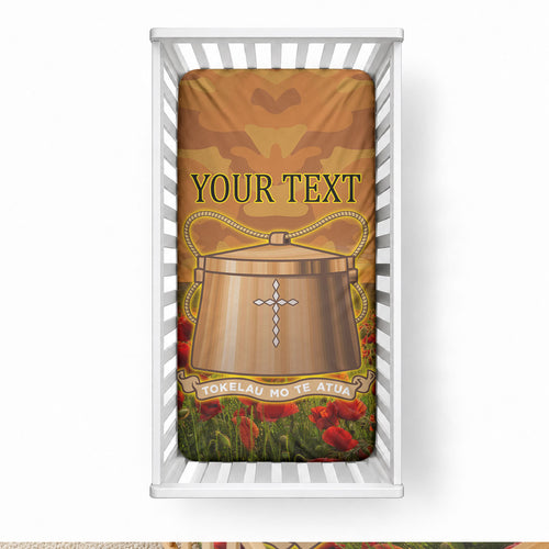 Tokelau ANZAC Day Personalised Baby Bed Cover with Poppy Field