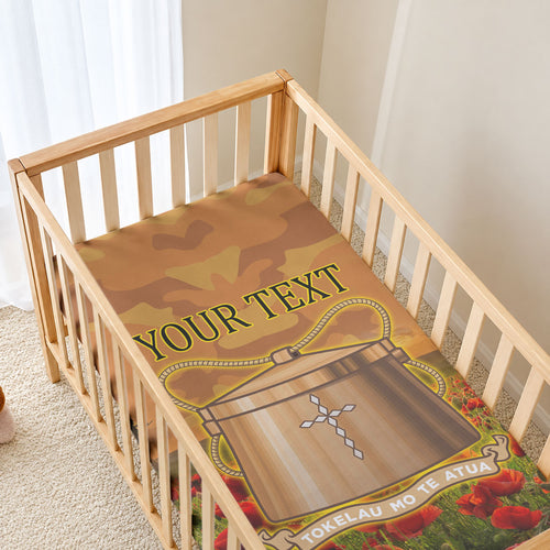 Tokelau ANZAC Day Personalised Baby Bed Cover with Poppy Field