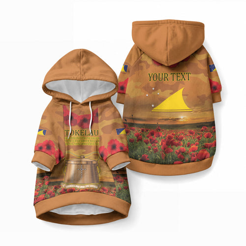 Tokelau ANZAC Day Personalised Pet Hoodie with Poppy Field