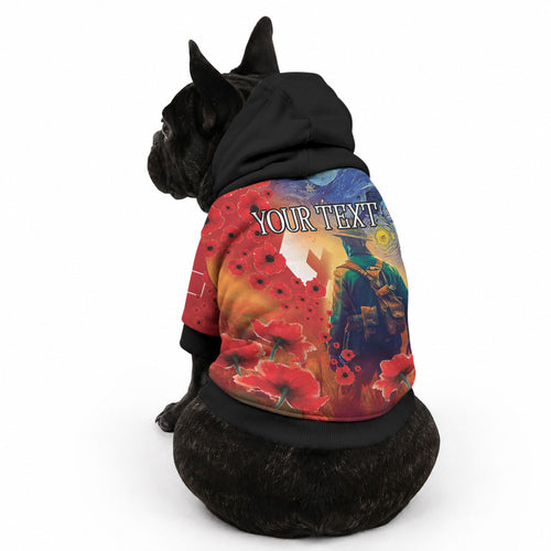 Tonga ANZAC Day Personalised Pet Hoodie Soldier Te Tau Manatui Kinautolu with Poppy Field