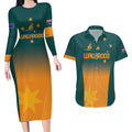 Custom Wallaroos Womens Rugby Couples Matching Long Sleeve Bodycon Dress and Hawaiian Shirt Sporty Style
