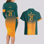Custom Wallaroos Womens Rugby Couples Matching Long Sleeve Bodycon Dress and Hawaiian Shirt Sporty Style
