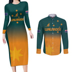 Custom Wallaroos Womens Rugby Couples Matching Long Sleeve Bodycon Dress and Long Sleeve Button Shirt Sporty Style