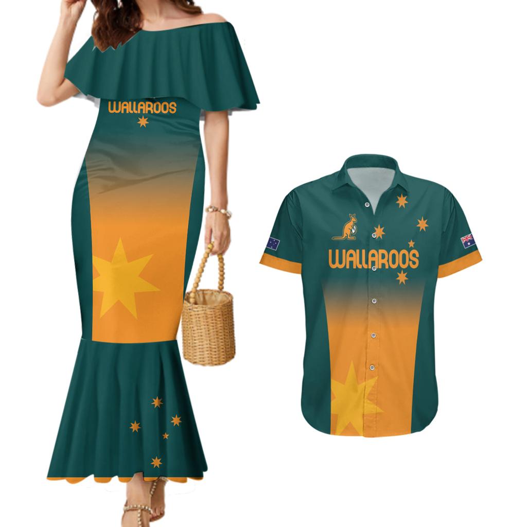 Custom Wallaroos Womens Rugby Couples Matching Mermaid Dress and Hawaiian Shirt Sporty Style