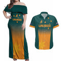Custom Wallaroos Womens Rugby Couples Matching Off Shoulder Maxi Dress and Hawaiian Shirt Sporty Style